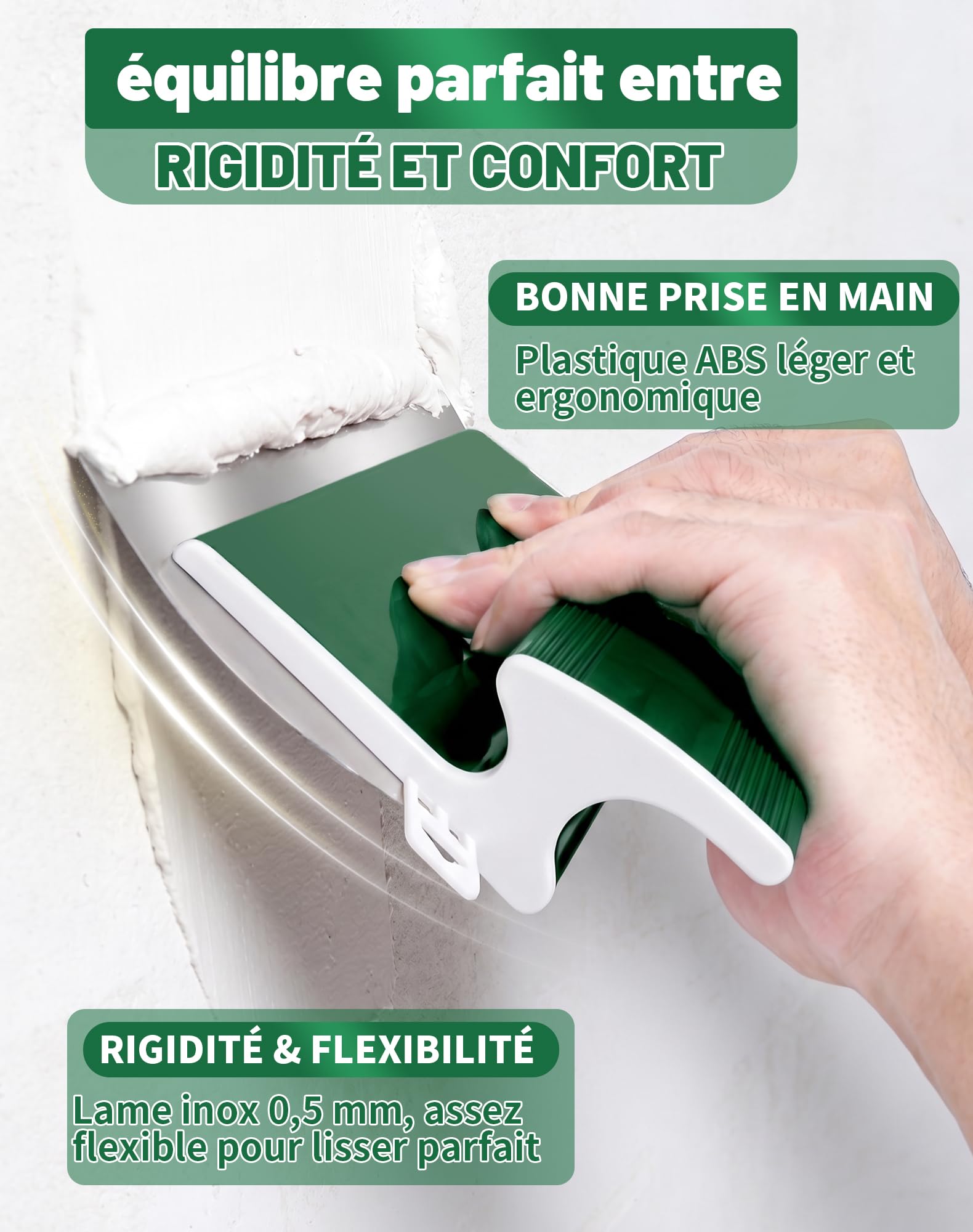 LAOYE Lame a Enduire 60cm Lisseuse Enduit Spatule Enduit Lissage 600mm Couteau a Enduire Lame a Lisser Outil Lissage pour Mur Plafond