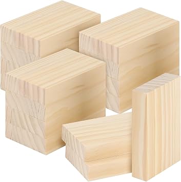 LEXININ 15PCS 3 x 5 x 1 Inches Craft Wood Blocks, Rectangle Whittling Blocks, Unfinished Wooden Block for DIY, Art Carving