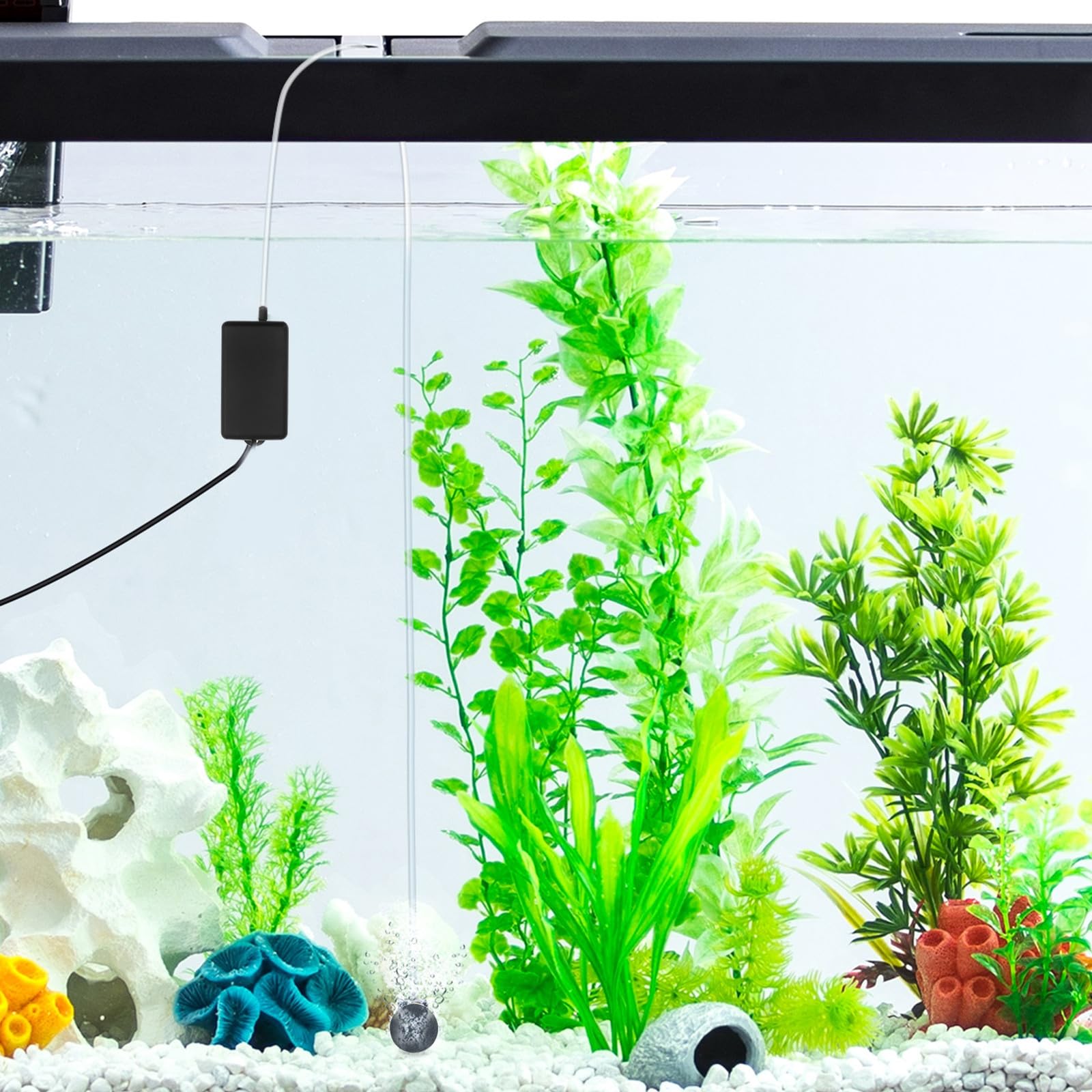 HOMSFOU Solar Aquariumpumpe mit 3 Arbeitsmodi Silikon und Abs Material Regelbare Luftpumpe für Fische und Pflanzen im Teich oder Outdoor Bereich Maximale Luftförderung 1,4 L/min
