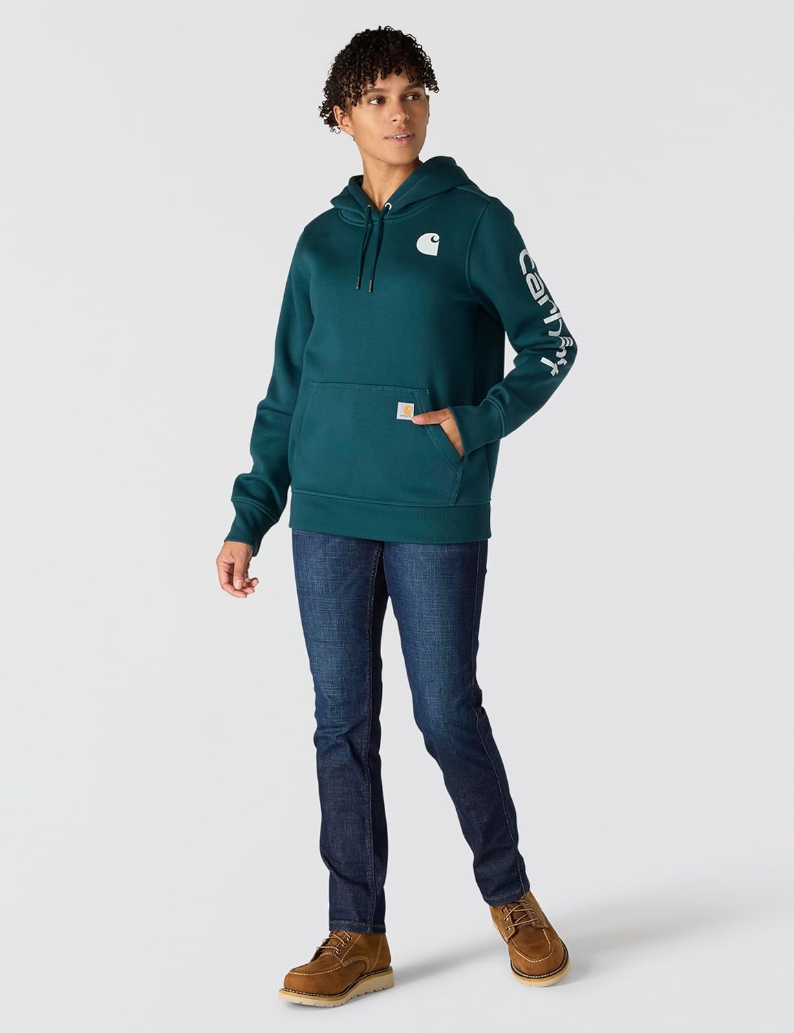 Carhartt Women's Relaxed Fit Midweight Logo Sleeve Graphic Sweatshirt - Image 3