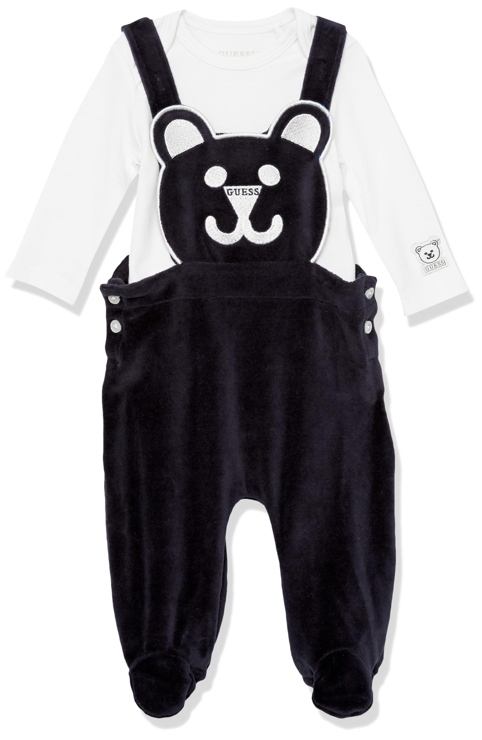 GUESS Baby Boys organiczne body interlock i organiczny miś szenilowy kombinezon 2-częściowy zestaw