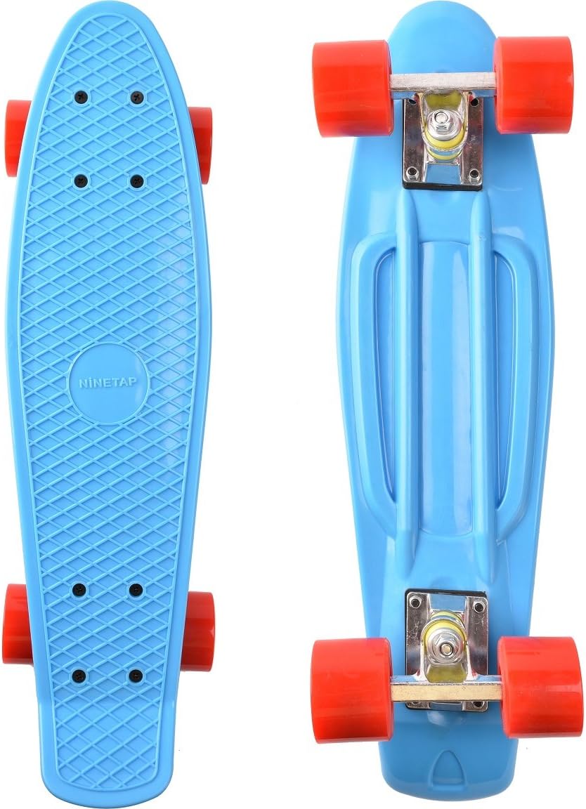 NineTap 22 Inch Complete Skateboard Retro Style Plastic Board(Blue)