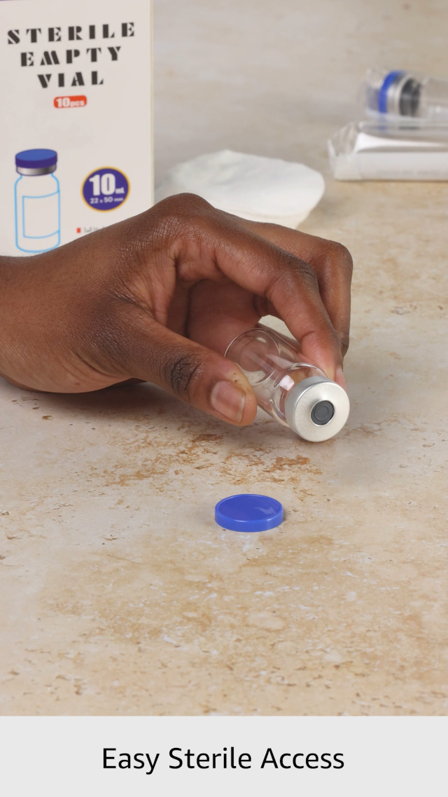 Ks Tek Sterile Bottles Ks-Tek 10-Pack Sterile 3ml Vials With Self-Healing Ports & Flip-Off Caps (Blue) Bac Water For Injection