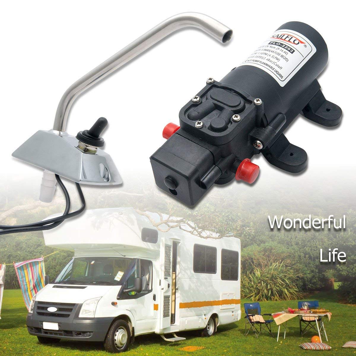 Ailao Wasserpumpen 12V,Wasserpumpe Hochdruck 116Psi Selbstansaugendes Caravan Campingboot
