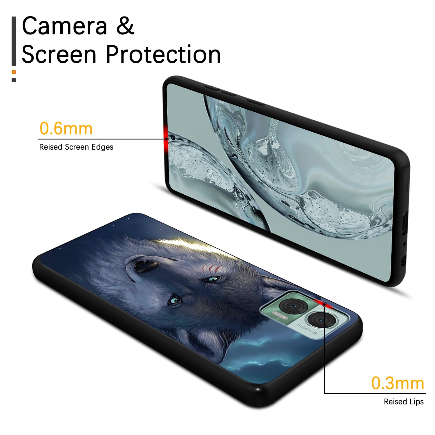 Cover Per Motorola Edge 40 Neo - Custodia Morbida In TPU, Antishock, Con Motivo Cane/Lupo - Foto 4