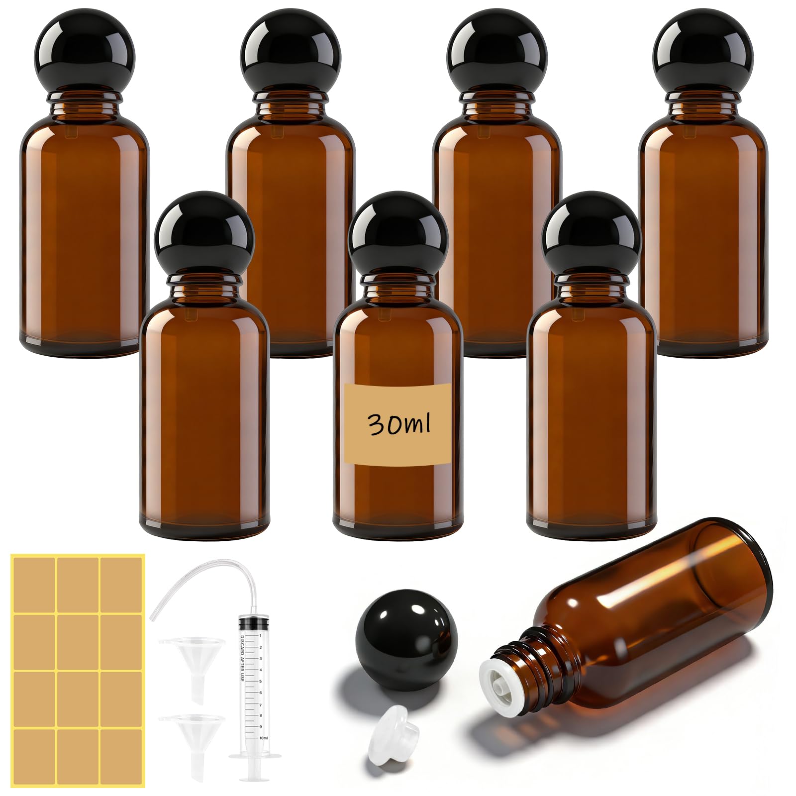 6 sztuk butelek z pipetą szklana butelka 30 ml (8 x 30 ml)
