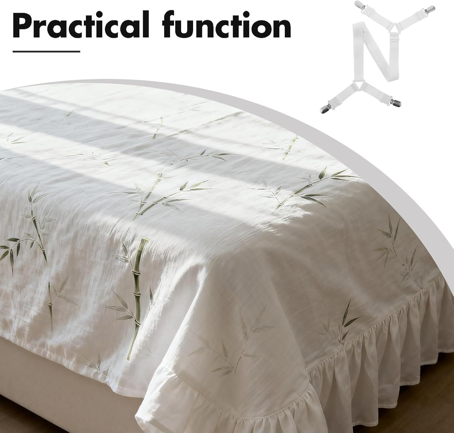 Adjustable Bed Sheet Straps Clips with Non-Slip Elastic Fasteners for Mattress Sofa Cushion and Fitted Sheet 4 Clips 4pcs for Bedding
