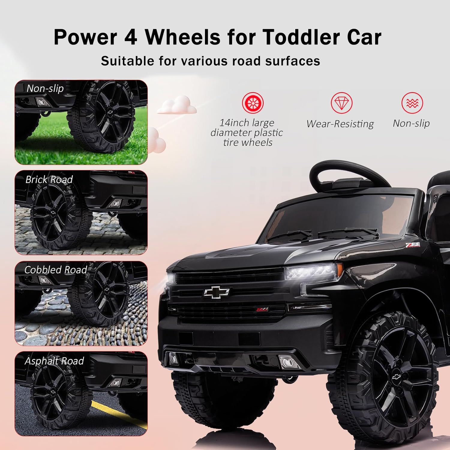 12V Kids Ride On Truck Car Electric Vehicle with Parent Remote Control Toddler Cars for Baby Drive Age 1-8 Year Girl Boy (Black)