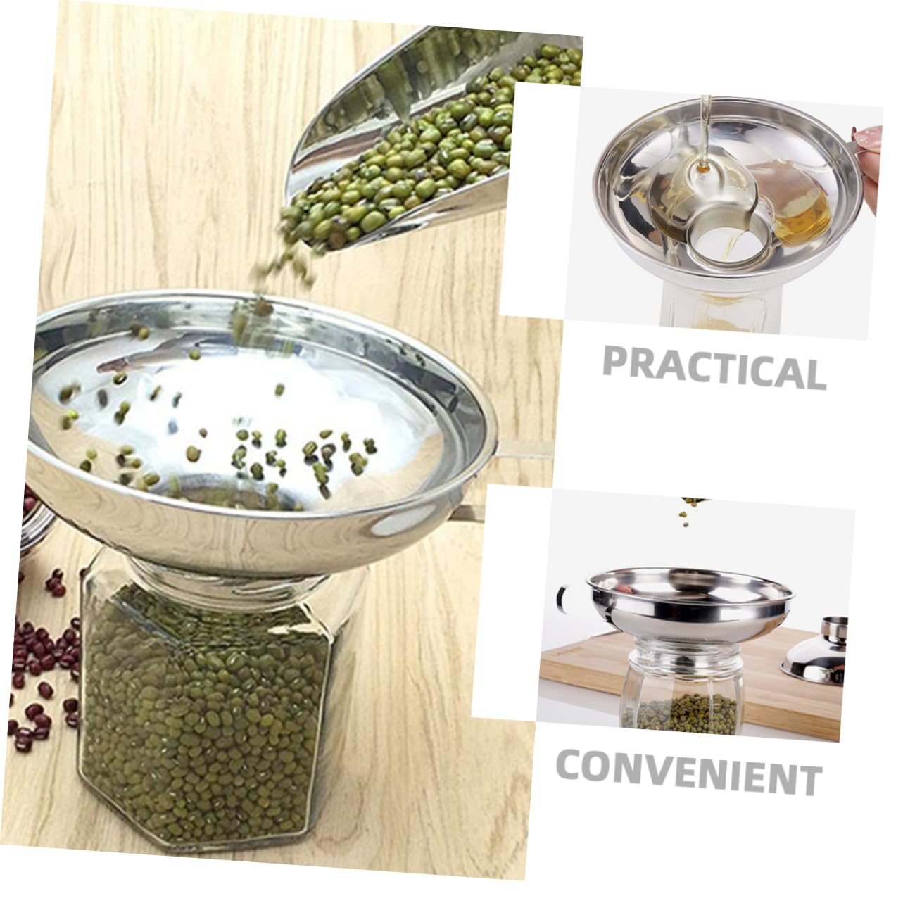 Amosfun 6pezzi Imbuti Inossidabile Per Imbuto Versatile Per Marmellate e Trasferimenti Liquidi Facile Usare e Resistente