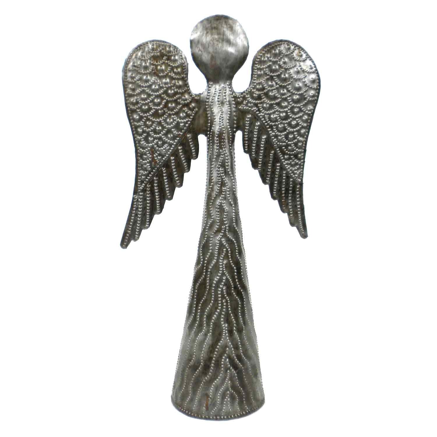 Global Crafts Angel Recycled Handmade Haitian Metal Art Tabletop or Tree Topper, 11