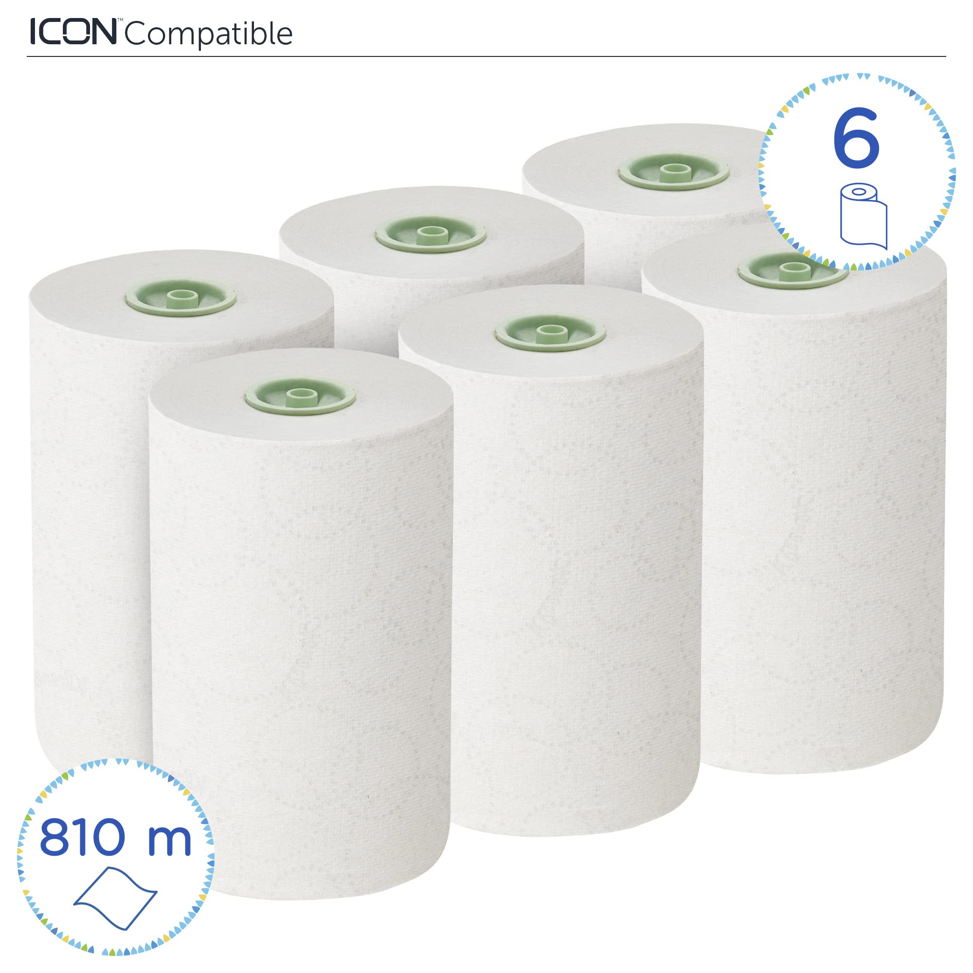 Kleenex Toallas de papel Slimroll 6648 – Toallas de papel E-roll, 6 rollos de papel blanco de 135 m (810 m)
