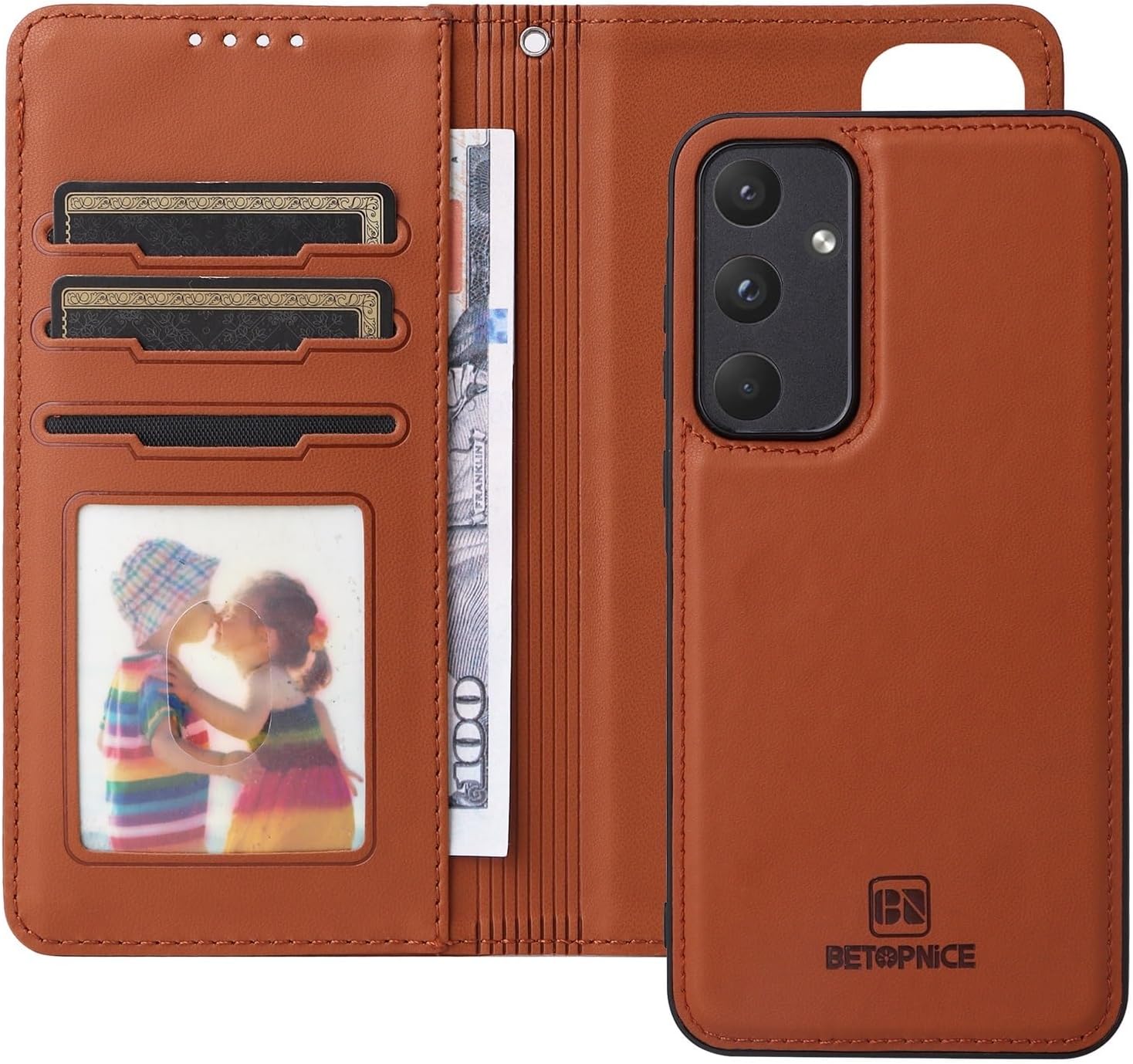 for Samsung Galaxy A55 5G Wallet Case with Card Holder Detachable Case, Phone Cover Leather Flip Folio Case for Samsung Galaxy A55 5G.Brown