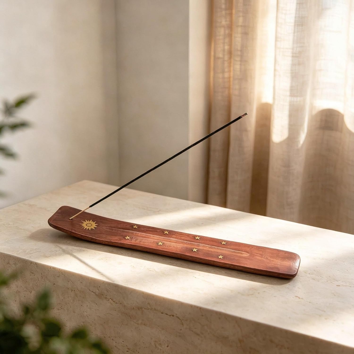 Hosley Wood Incense Holder Sun 10 Inches Ideal Gift for Wedding, Aromatherapy, Zen, Spa, Reiki, Meditation