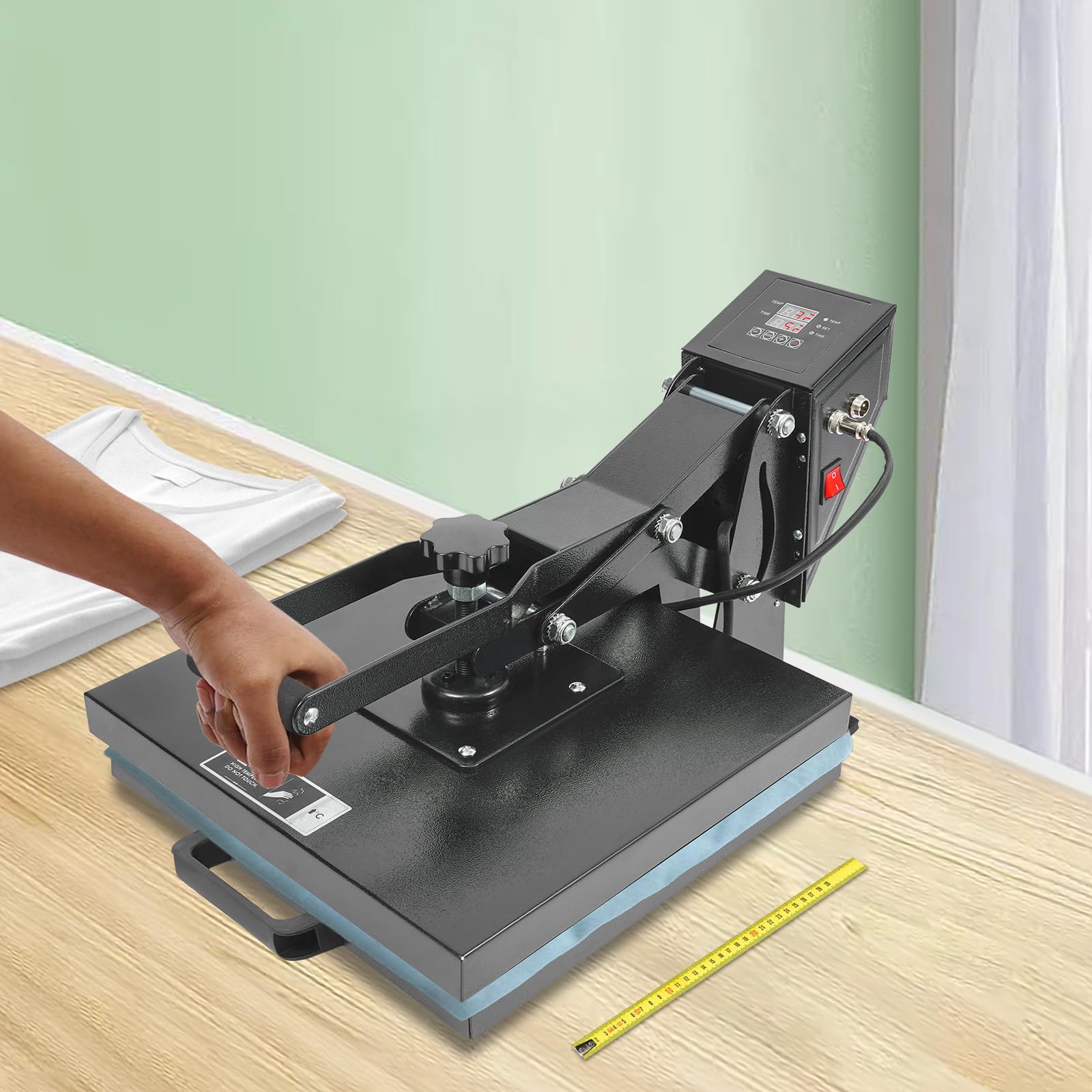 Pressa elettrica per stampa a caldo, 38 x 38 cm, 1400 W, con regolazione digitale della temperatura 32 – 482 ° F, pressa termica per magliette con protezione da sovraccarico