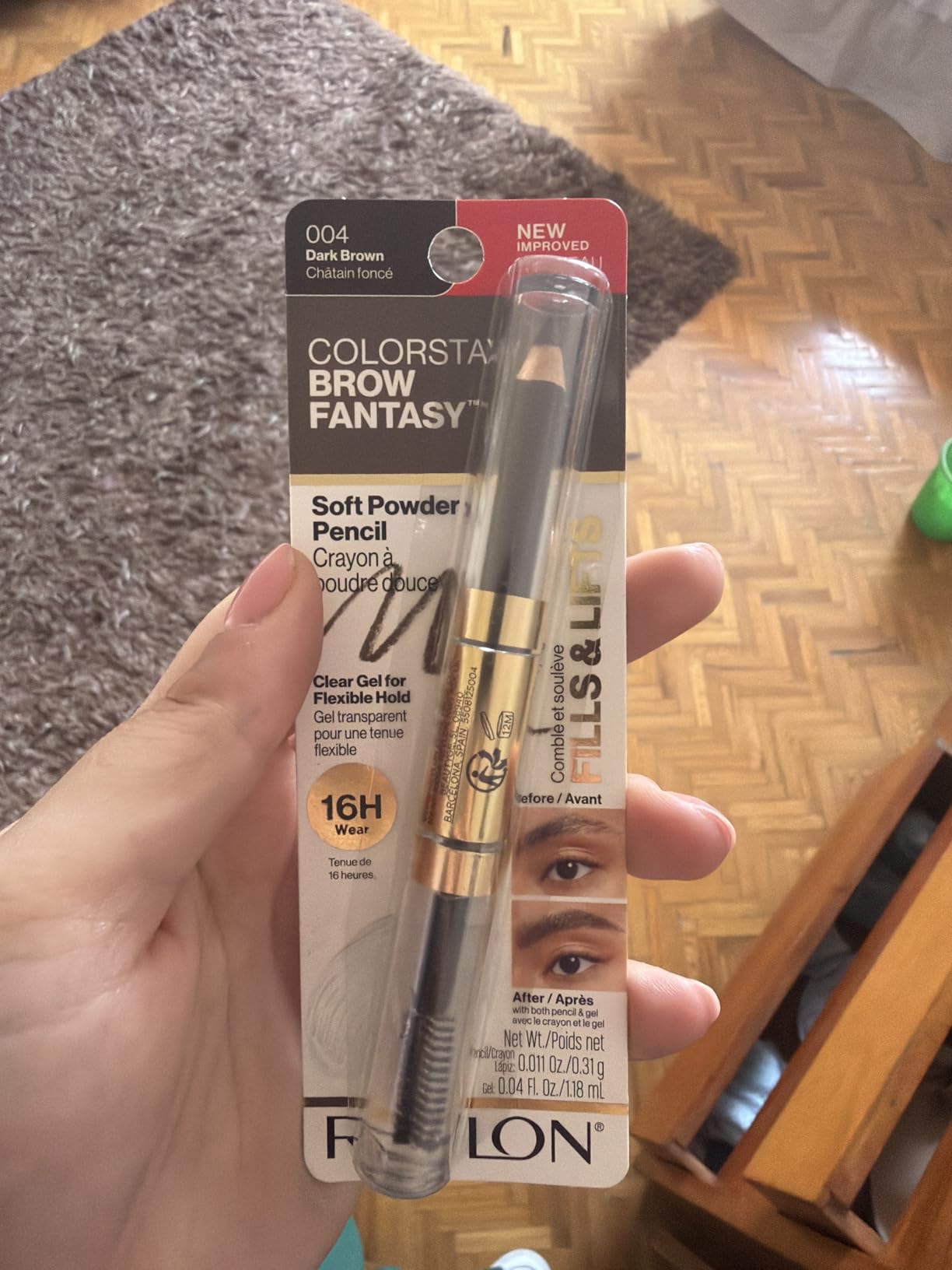 Revlon ColorStay Brow Fantasy, All In One Eyebrow Powder Pencil with Shaping Clear Gel, Gel Infused with Panthenol, Smudge-proof, 16HR Visibly Full Brows, 004 Dark Brown