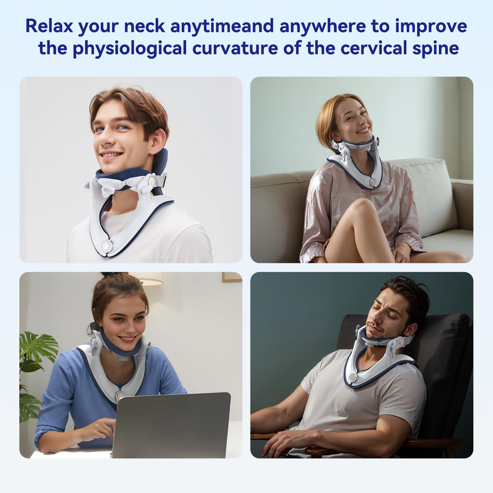 Dispositivo di trazione cervicale, barella regolabile per alleviare il dolore, supporto leggero per il collo per decompressione cervicale, design ergonomico per casa, ufficio e viaggio