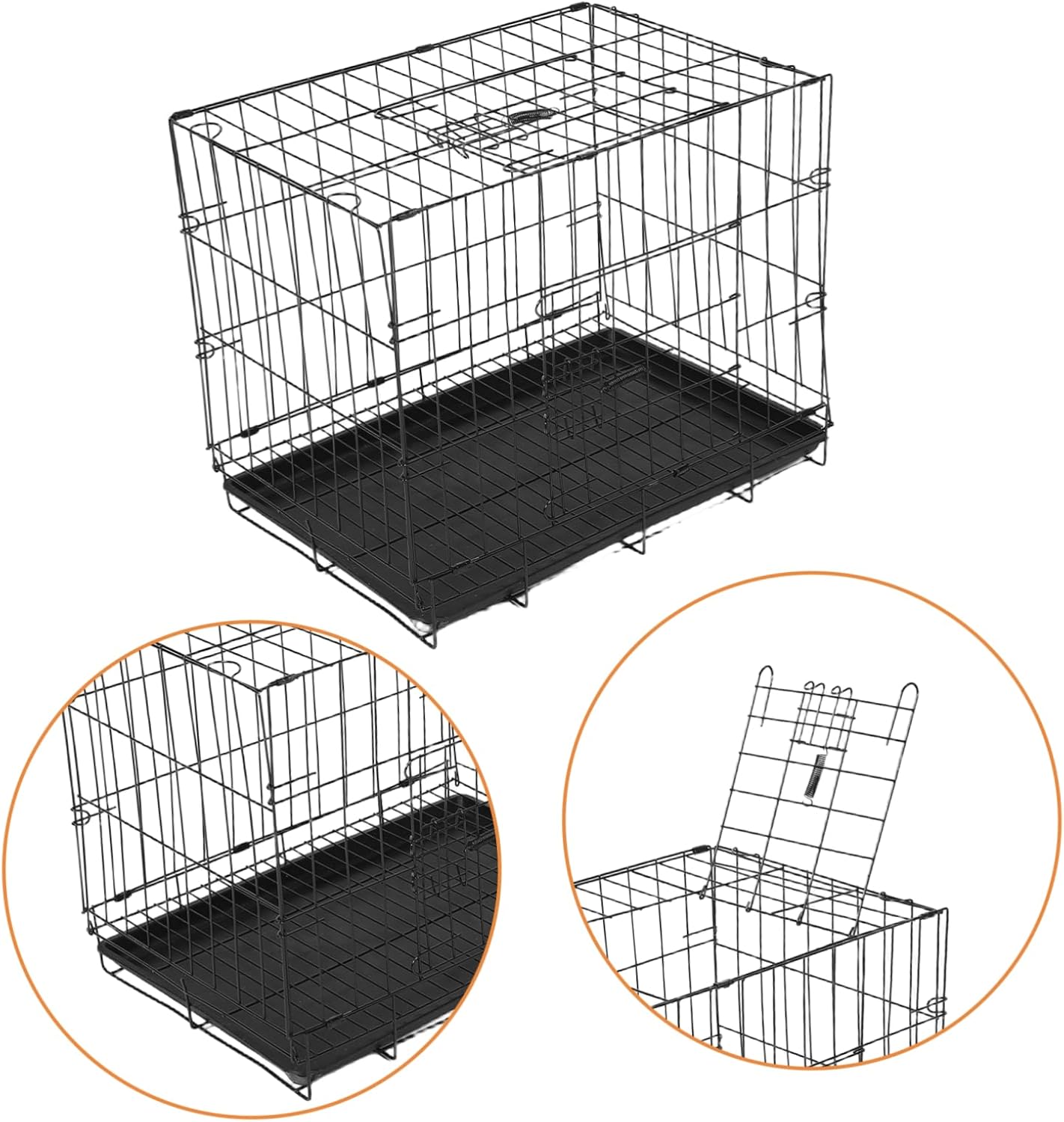 VICASKY Sturdy Metal Wire Pet with Divider Panel Removable Tray for Small to Medium Dogs Portable Indoor Outdoor Travel Cage Easy Assembly Ventilated Design