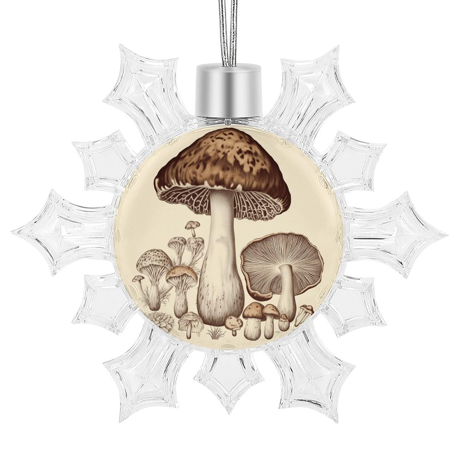 Vintage Mushrooms Drawing Snowflake Decorations,Christmas Decorations，Christmas Indoor Winter Wonderland Decor，Hanging Ornaments for Xmas Tree Winter New Year Party Supplies
