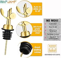 Vista 2 de WAFJAMF Vertedores de botellas de acero inoxidable con peso, función de giro automático, boquilla dispensadora de aceite de oliva con 1 cepillo