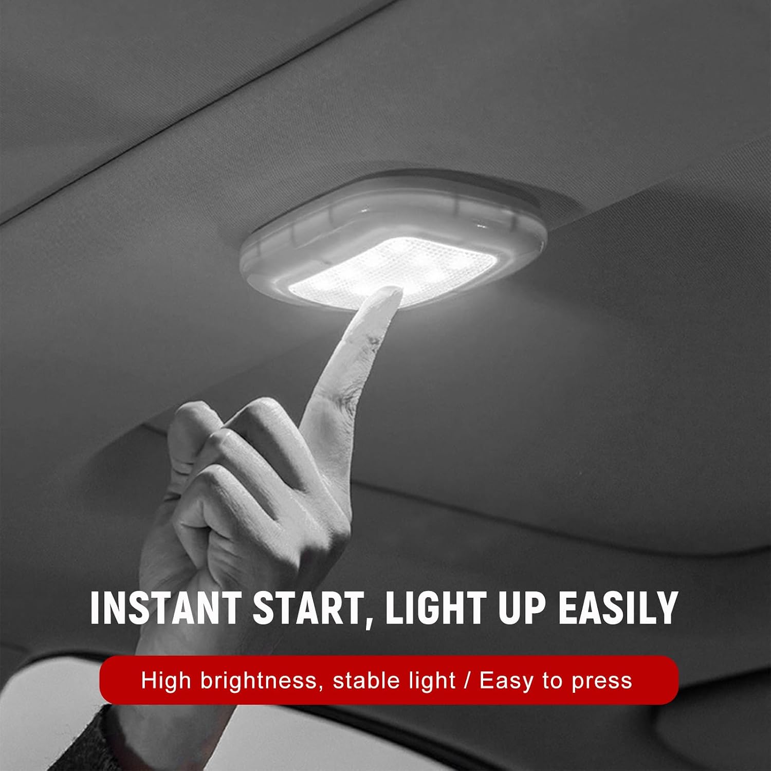 Car Interior Ceiling Roof Light, USB Rechargeable Vehicle Dome Light 10LEDs Reading Lamp with Press Switch, Universal Magnetic Wireless Dome Lamp for Car Truck RV Camper (Black) image 3