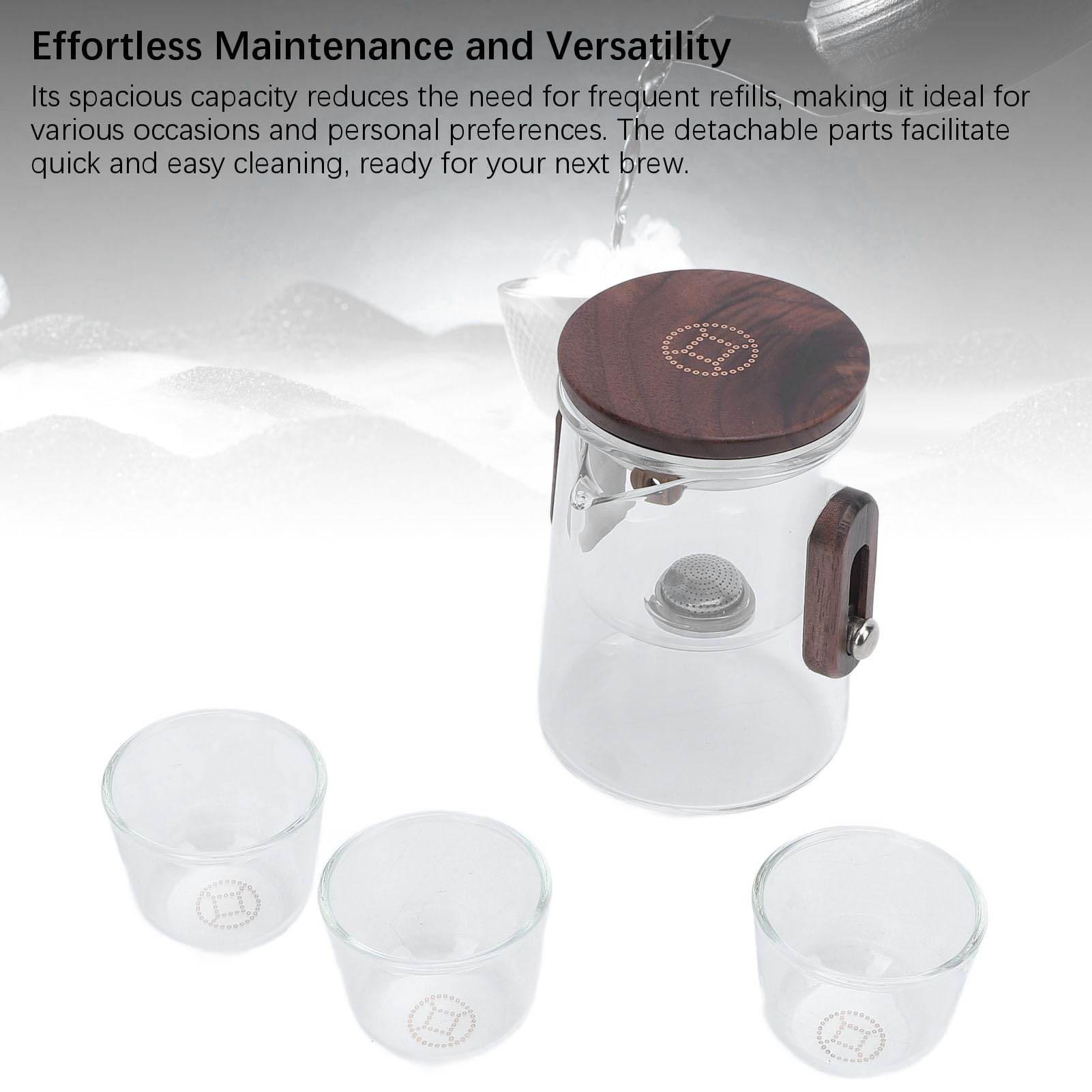 Qcwwy Tetera de Vidrio de Borosilicato con Filtración Magnética Infusor Resistente Al Calor de 330 Ml para Preparar té Al Aire Libre en la Oficina en Casa Incluye 3 Tazas