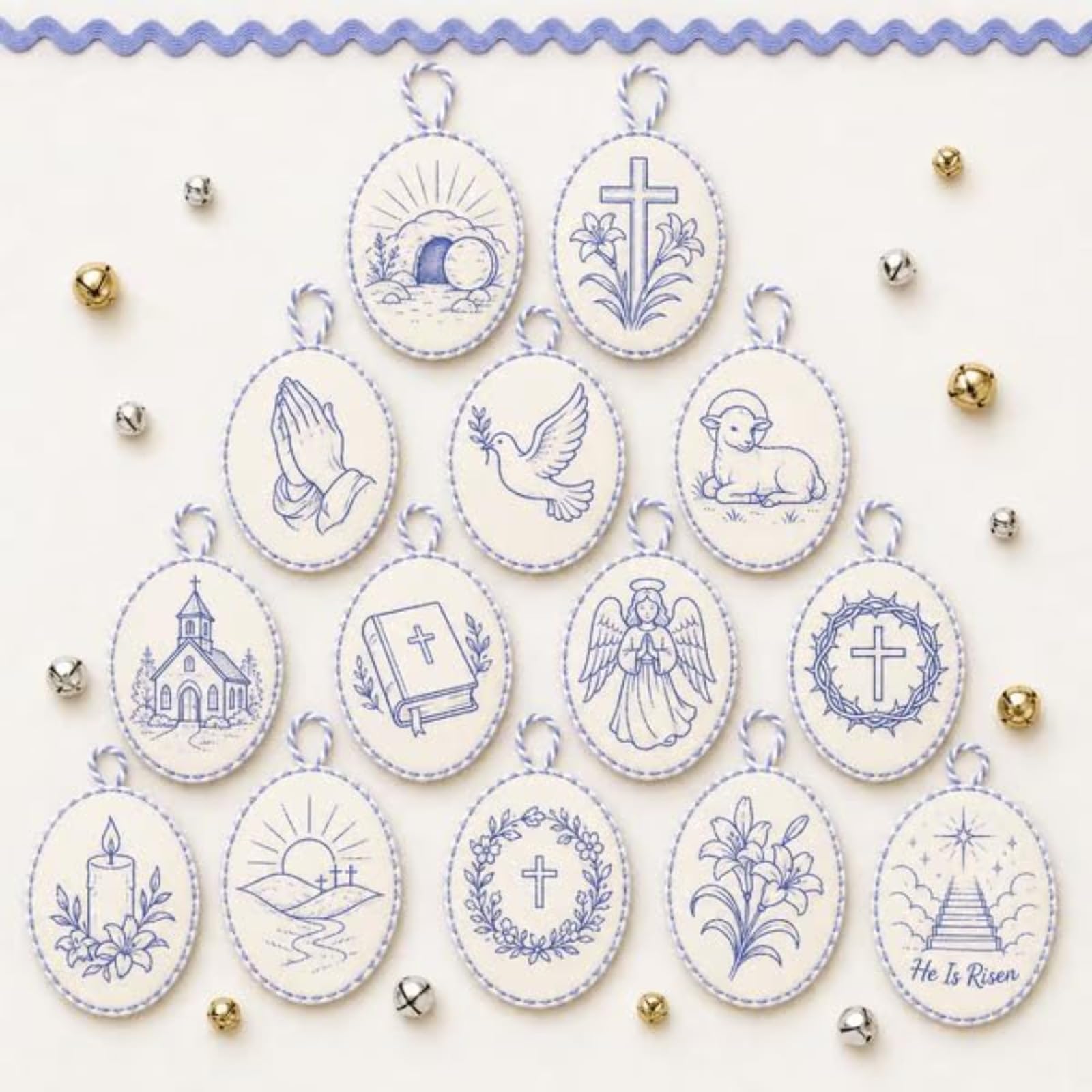 yiokeo Beginner-Friendly DIY Heirloom Oval Embroidery Ornament Kit Collection, Hand Embroidery Christmas Ornaments Kit with Tools & Guide, for Holiday Decor or Gifts (Style K)