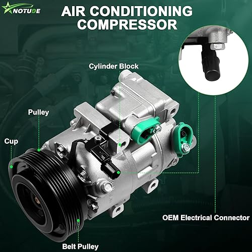 Miniatura 2 de Compresor con embrague AC para 10916C apto para Amanti 2007-2009para Veracruz 2007-2012 Compresor de aire acondicionado