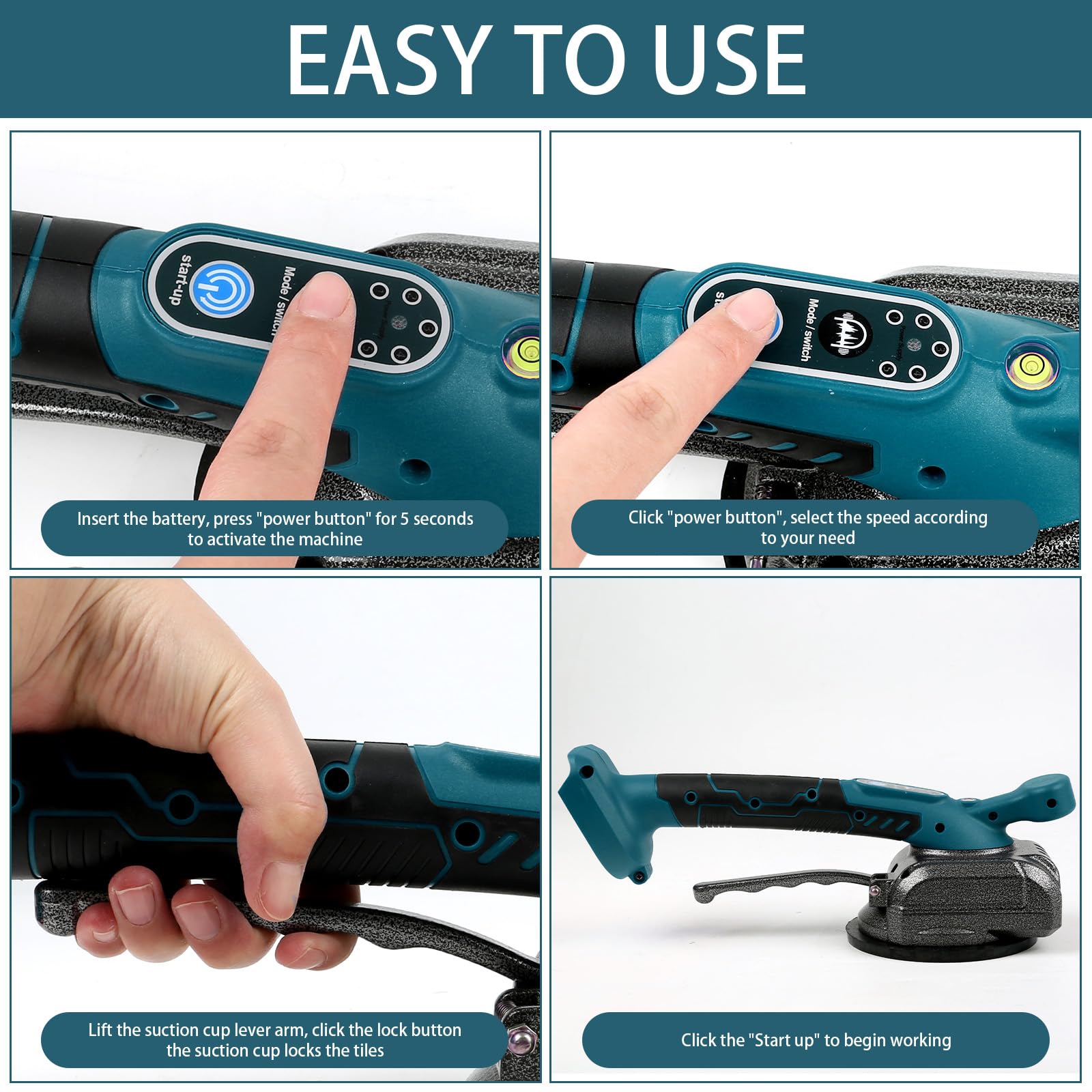 Vibratore Per Piastrelle Compatibile Con Makita 18 V, Vibratore Per Piastrelle Con Ventosa Da 4,7", 5 Marce, Velocità Regolabile, Capacità Di 60 Kg, Adatto Per 39 X 39 Pollici E Inferiori
