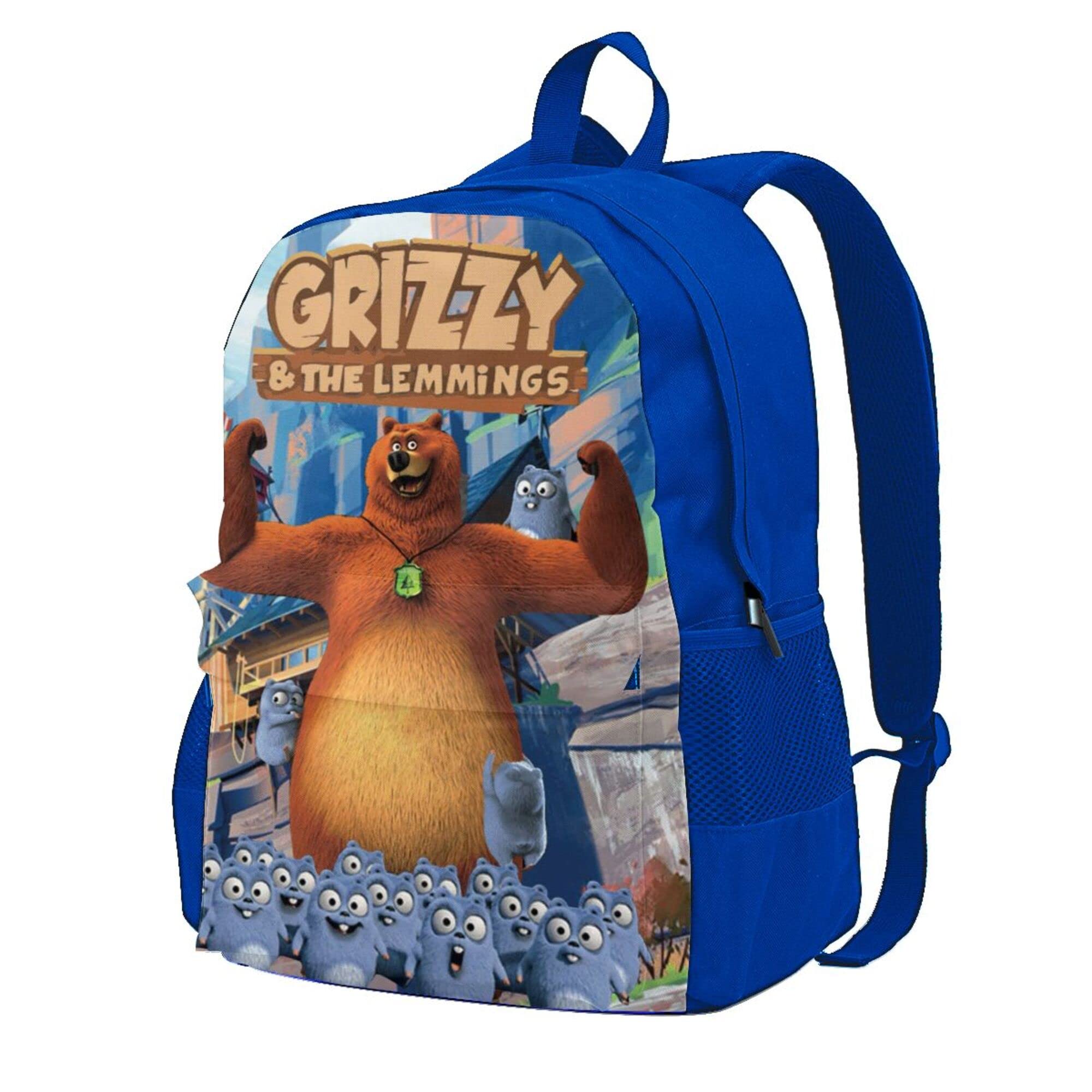 Suehome Unisex Kids Blue Grizzy And Lemming Backpack For Girls Boys Laptop Daypack Student Bookbag For School Travel Casual