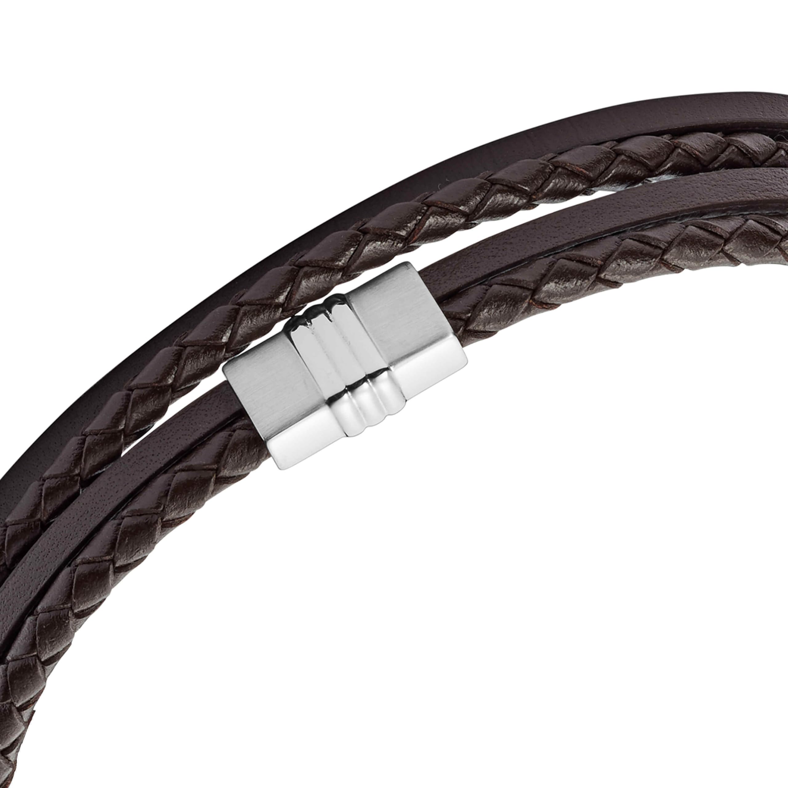 FOSSIL Bracelet en cuir pour homme avec fermeture magnétique