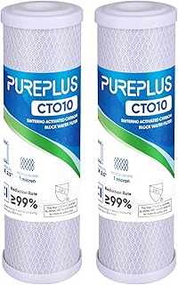 PUREPLUS 1 Micron 2.5" x 10" Whole House CTO Carbon Water Filter Cartridge Replacement for Countertop Water Filter System