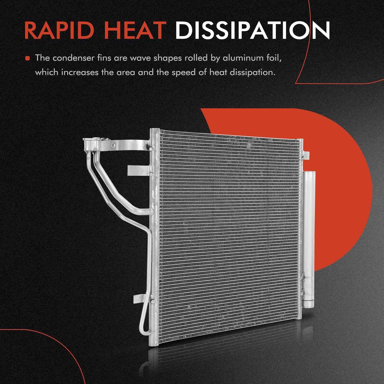 A-Premium Air Conditioning A/C Condenser Compatible with Kia K5 GT 2021-2024, 2.5L, Sedan, Replace# 97606L3300