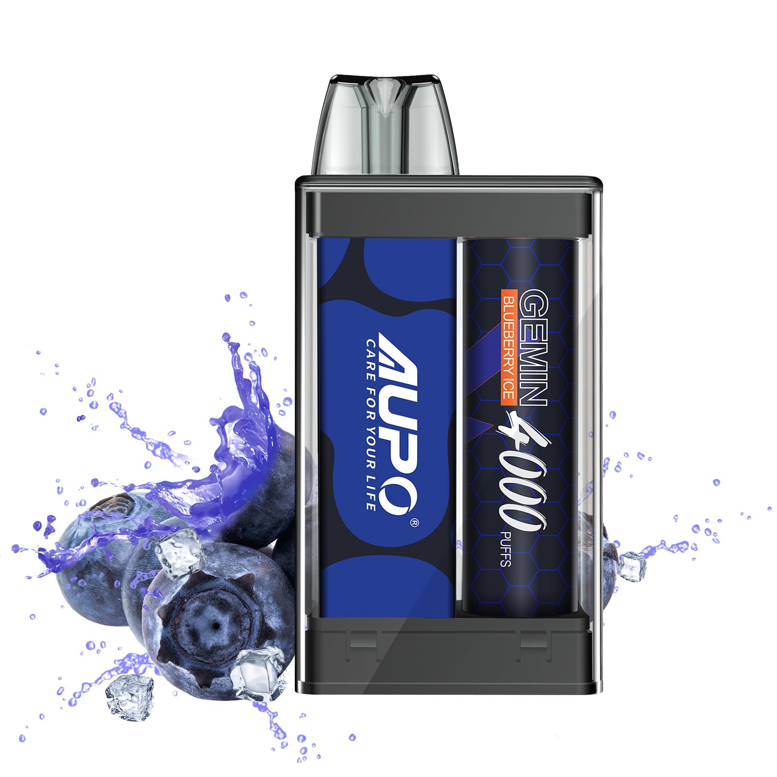 AUPO Vape Disposable 4000 puffs High Quality Portable Disposable Disposable E-Cig Nicotine Free E-Cigarette, E-Shisha- 650mAh Battery, Rechargeable, Variety of Fruit Flavours (Blueberry ice)