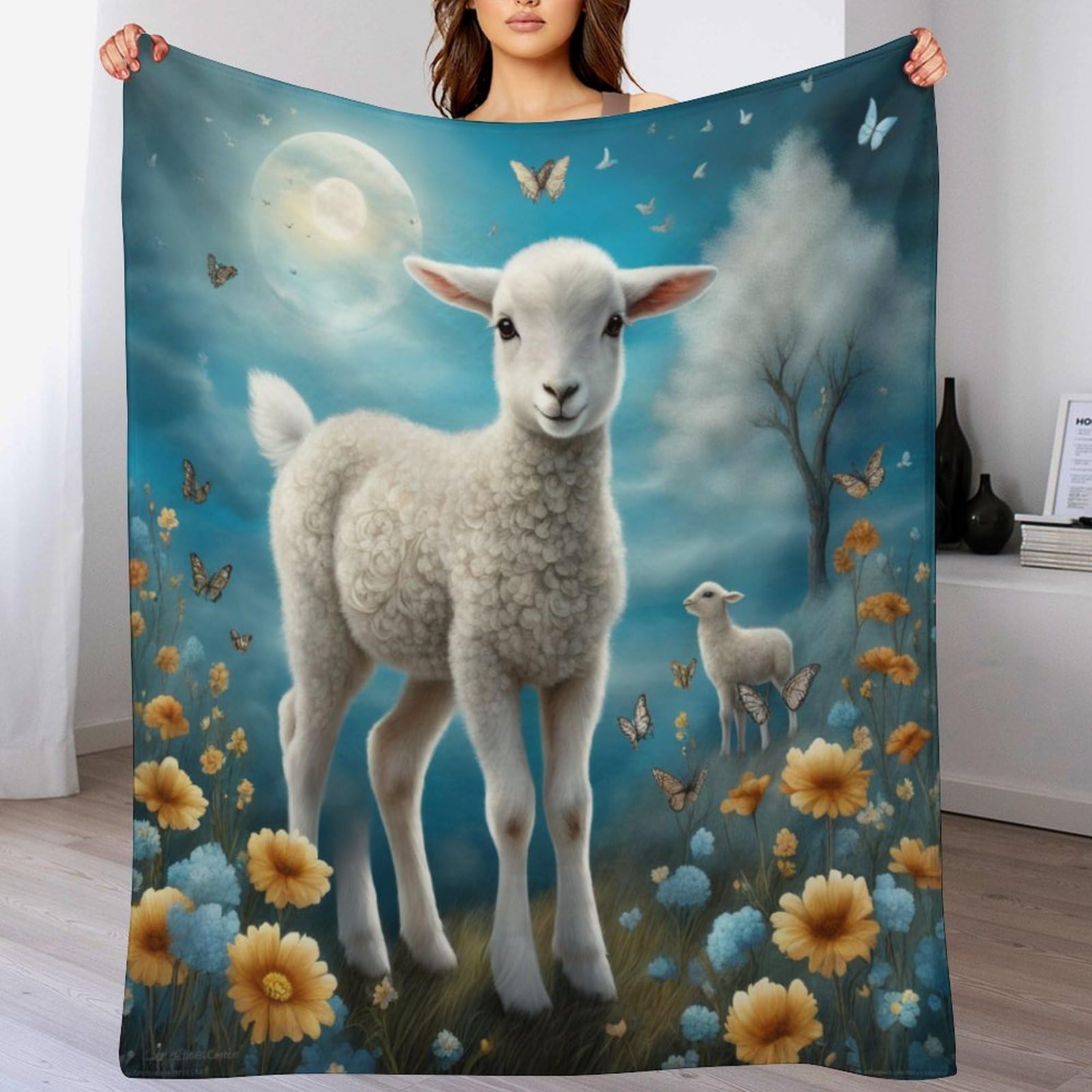 Couverture canapé mouton douce pour cocooning au bureau et voyage