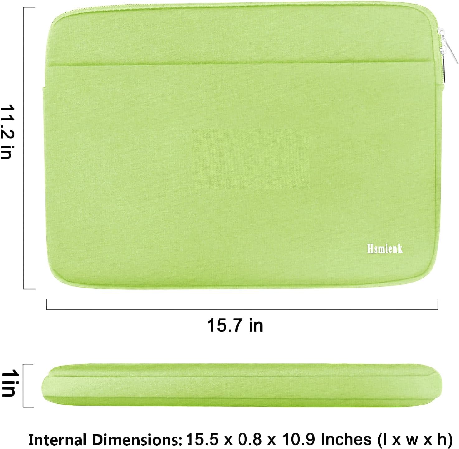 Laptop Sleeve Case 15.6 inch, Shockproof Protective Notebook Cover with Accessory Pocket, Carrying Laptop Bag for HP, ASUS, Dell, Lenovo, Acer, Light Green image 3