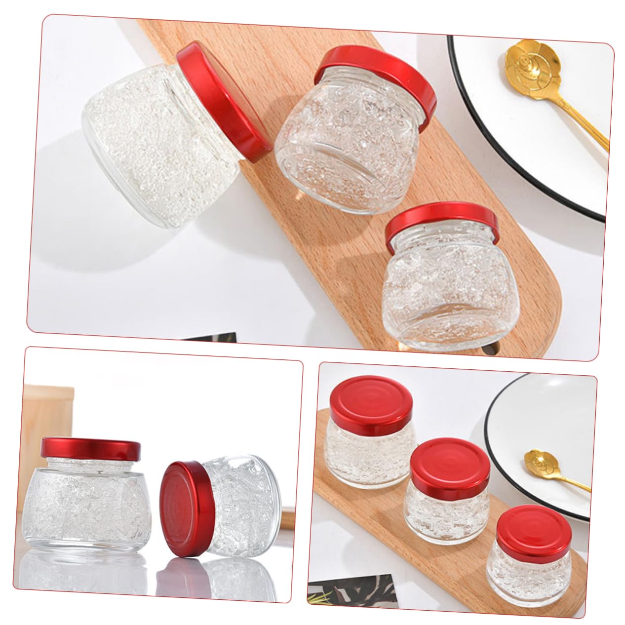 Cabilock 5 Tarros de Vidrio Transparente de 150ml Tapa, Frascos Herméticos para Miel, Frijoles y Cocina, Evitan Derrames