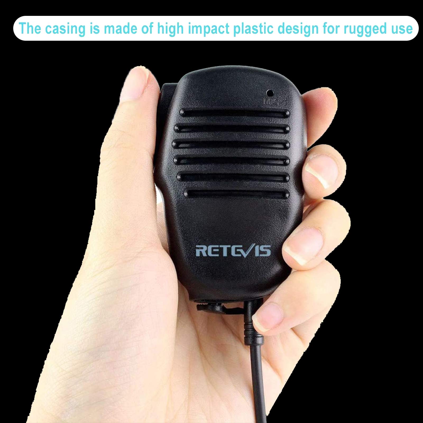 Retevis Mikrofon głośnikowy Walkie Talkie, 2-pinowy mikrofon przewodowy Kenwood, gniazdo 3,5 mm, kompatybilny RT24 RT622 RT668 Baofeng GT-5R UV-5R BF-888S Kenwood YAESU Thunderpole TX CB Radio (1 szt