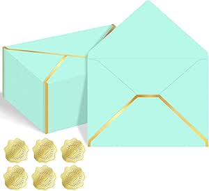 AVERZELLA 100 Pack 5x7 A7 Envelopes For Invitations, 250g Thick Shimmer Cardstock 4x6 Business Envelopes With Gold Foil V Flap &Sealer, A6 4x6 Envelope For Gift Card, Wedding,Baby Shower(Orange