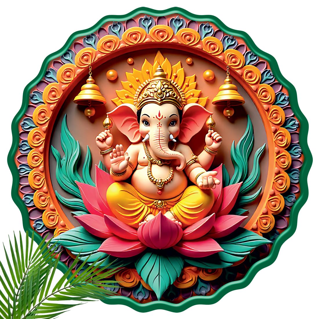 Casa Rica MDF Wooden Wall Art 12x12 Inch | Ganesh Ji Sparkle Laminated Wall Hanging Frame for Living Room, Bedroom, Office & Pooja Room | Modern MDF Home Decor Painting | Wall Hanging Gift Item (GD 001)-image-30