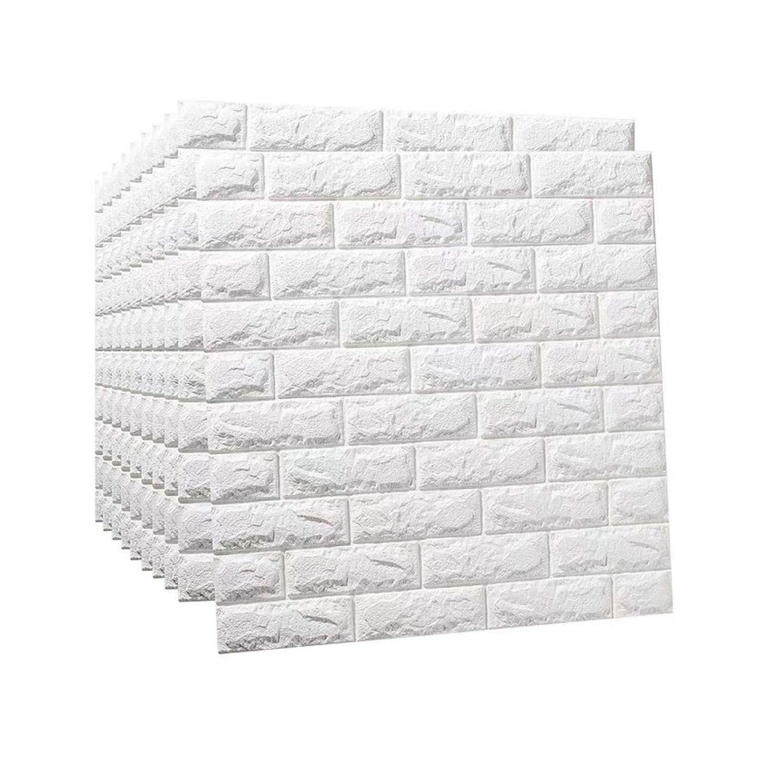 White PE Foam 3D Wall Panels Sticker Self-Adhesive Wallpaper for Room Decor(20 pcs of 12.6 x12.6inch Cover 22sq.ft)