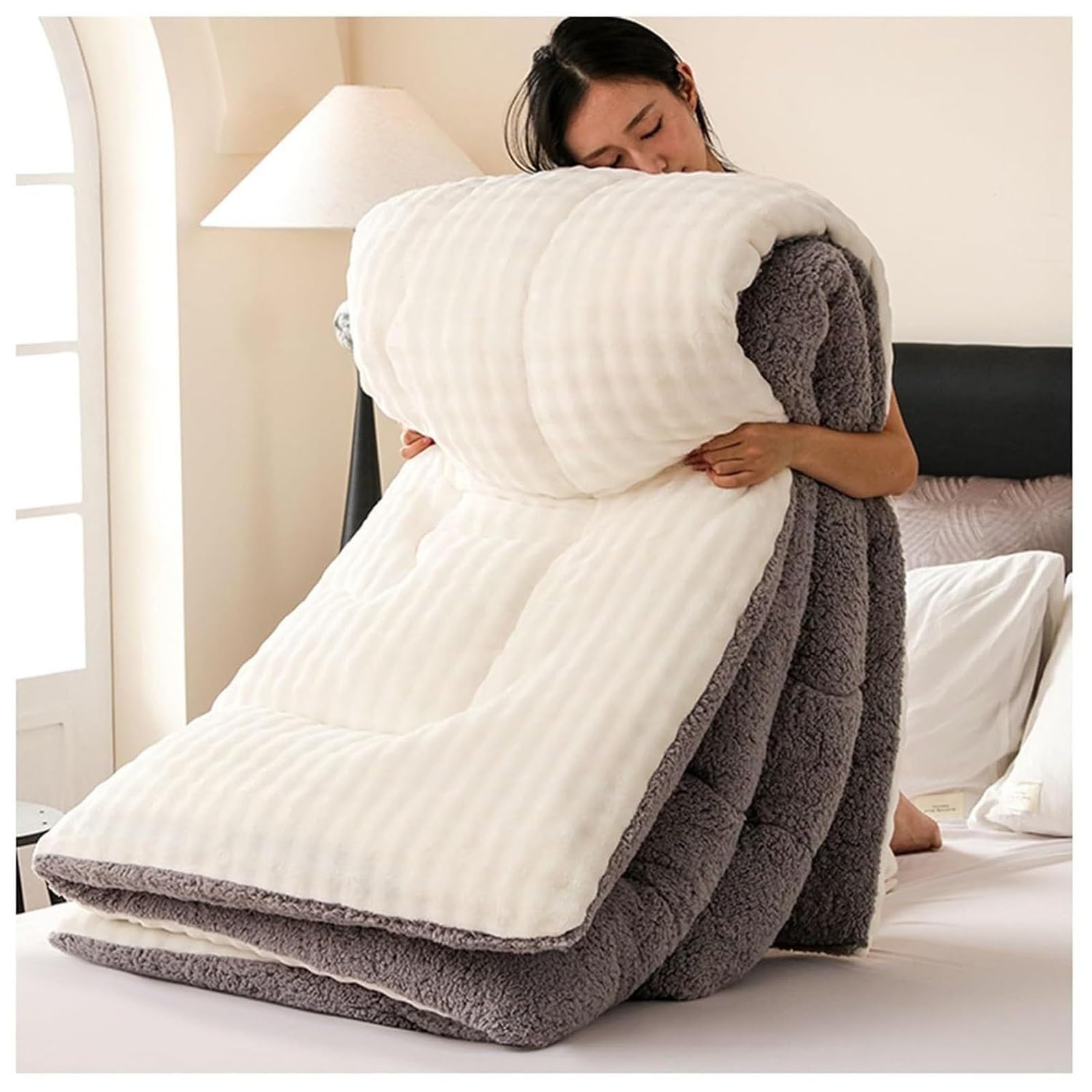 Super Warm Lamb Fleece Quilt, Super Soft Thickened Double Sided Fluffy Lamb Fleece Comforter Core Winter Quilt Blanket(Color4,200x230cm(4KG))