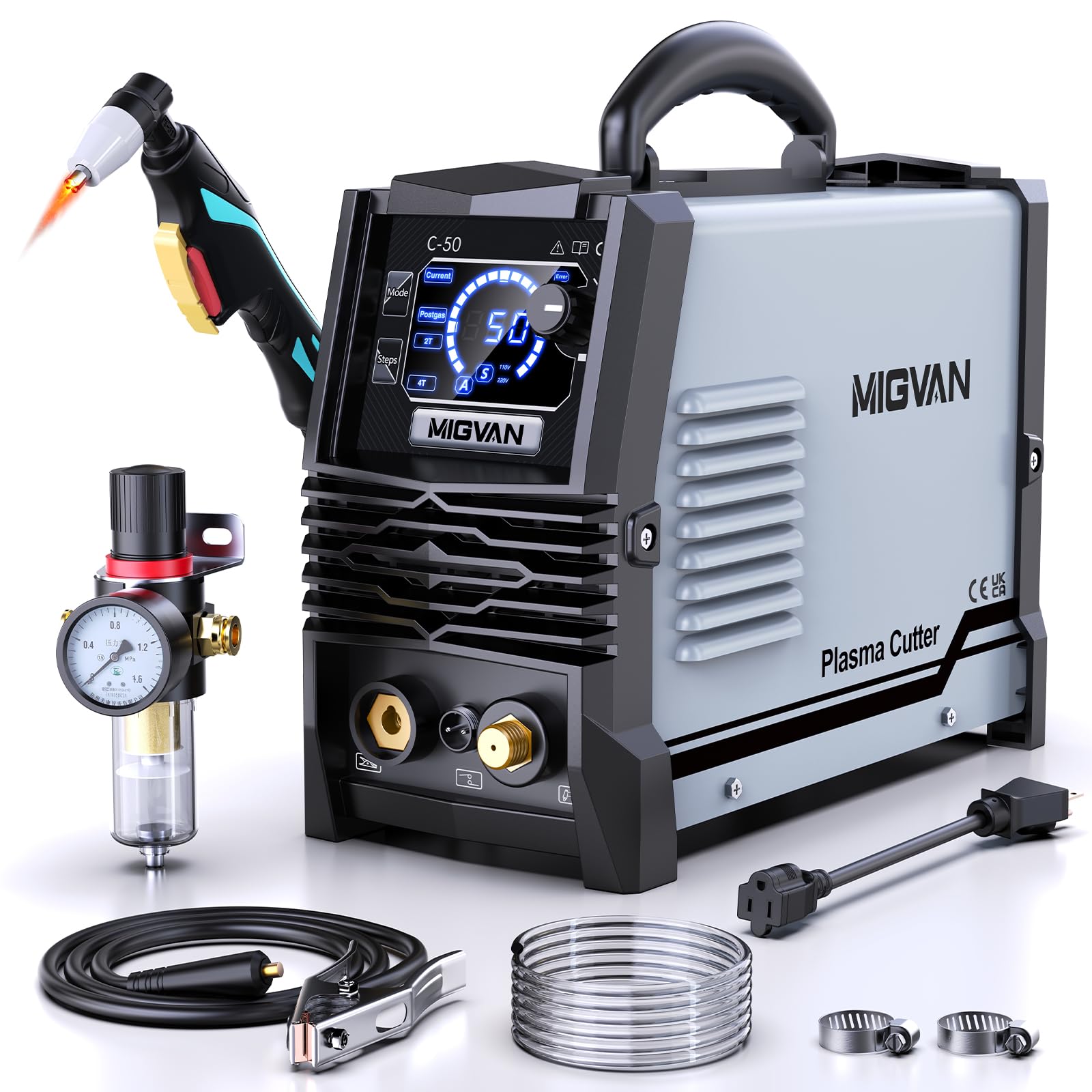 Amazon.co.jp: MIGVAN プラズマカッター 100v 200v兼用 使用率60％ 50A