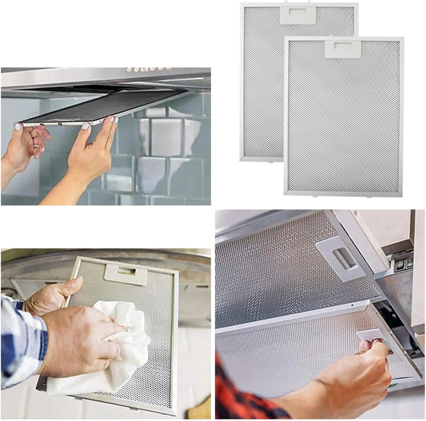 2PCS Filter Cooker Hood Filters 350 X 285 9mm Aluminum Alloy Fits For Range Hoodsrange Vents