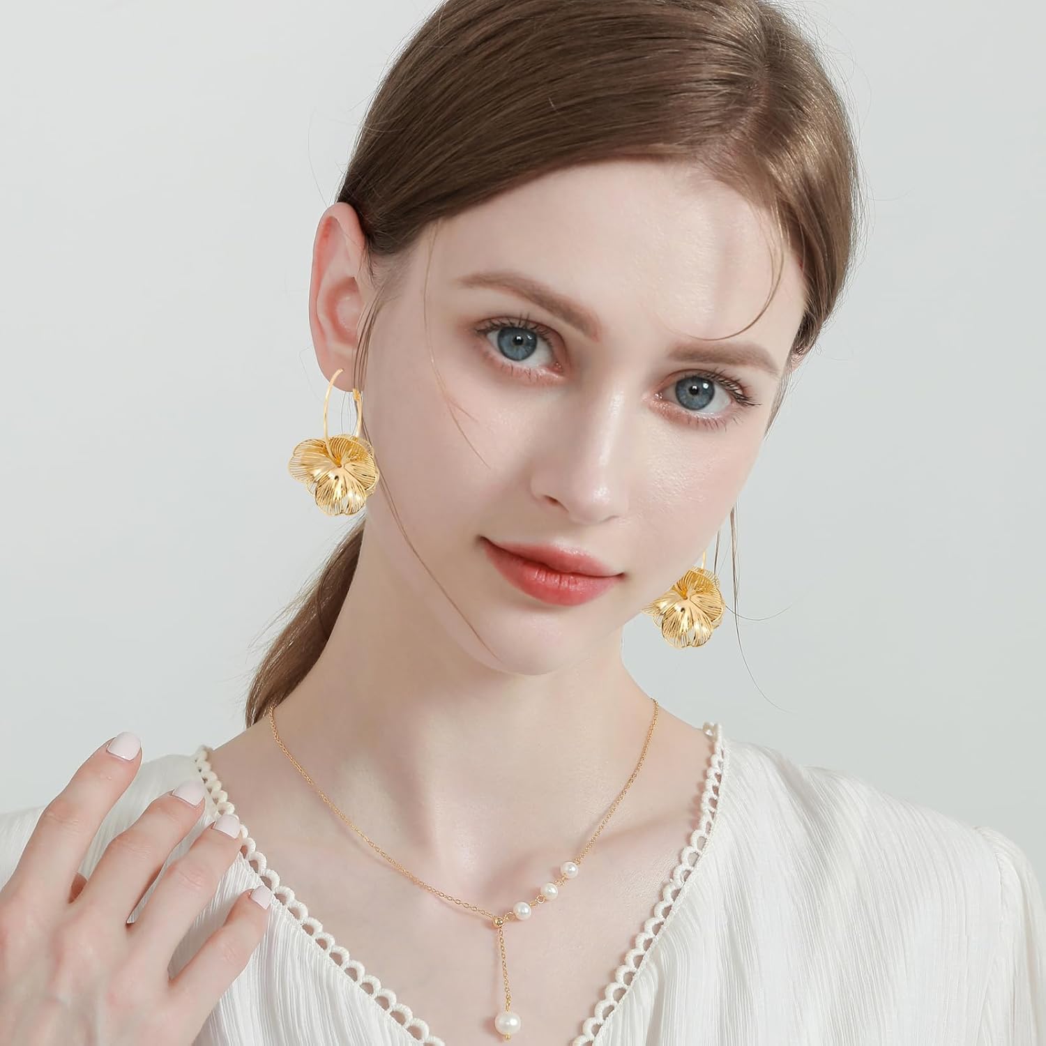 Gold Flower Earrings for Women, Vintage Boho Statement Earrings, Dangle Floral Earring for Women Wedding Jewelry Decoration Supplies Gifts - Image 4