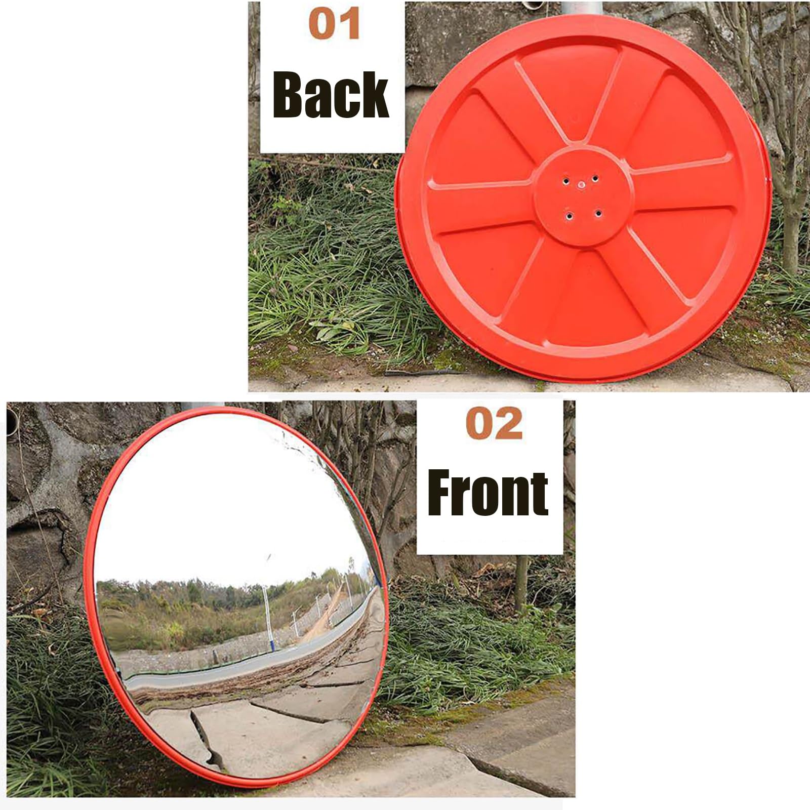 60 cm Espejo Convexo con Soporte de Pared – Gran Angular de Seguridad para Garaje, Almacén, Estacionamiento, Tienda, Oficina, Punto Ciego(Pink)