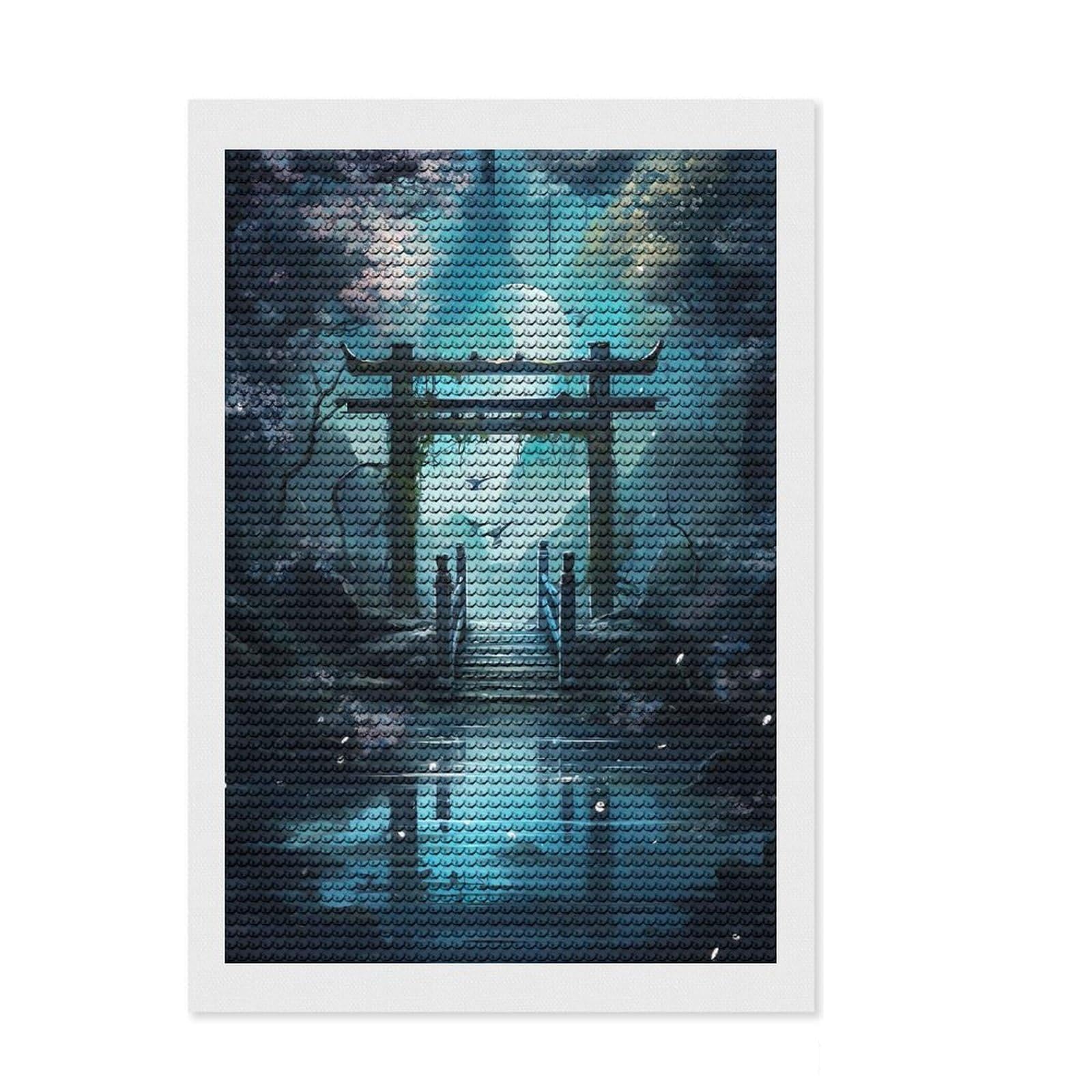Junmoney Japanese Fantasy Gate Diamond Painting Canvas Kit 8"x12", Festive Home Decor, for Women, Farmhouse Decor, Decor Project, Cute Room Decor