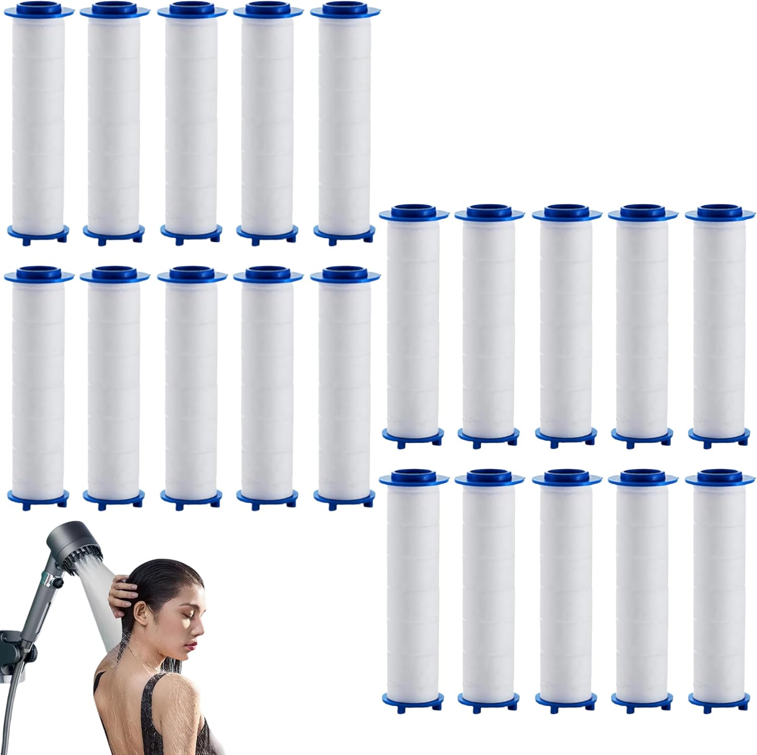 20Pcs Drivese ShowerHead Filters, 2.75 Inch Ion Shower Dropse Head Filter PP Cotton Replacement Cartridge, Water Filter Core Cotton For Handheld Showerheads.