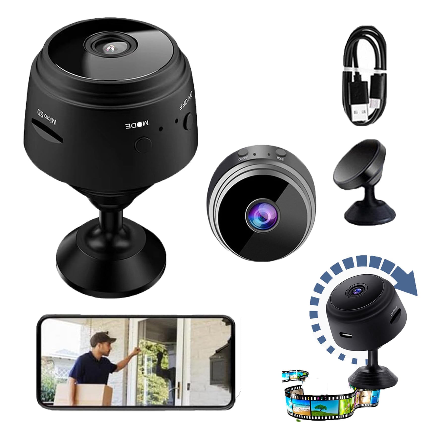 Mini WiFi Camera Espion Enregistreur, HD 1080P sans Fil Nanny Caméra