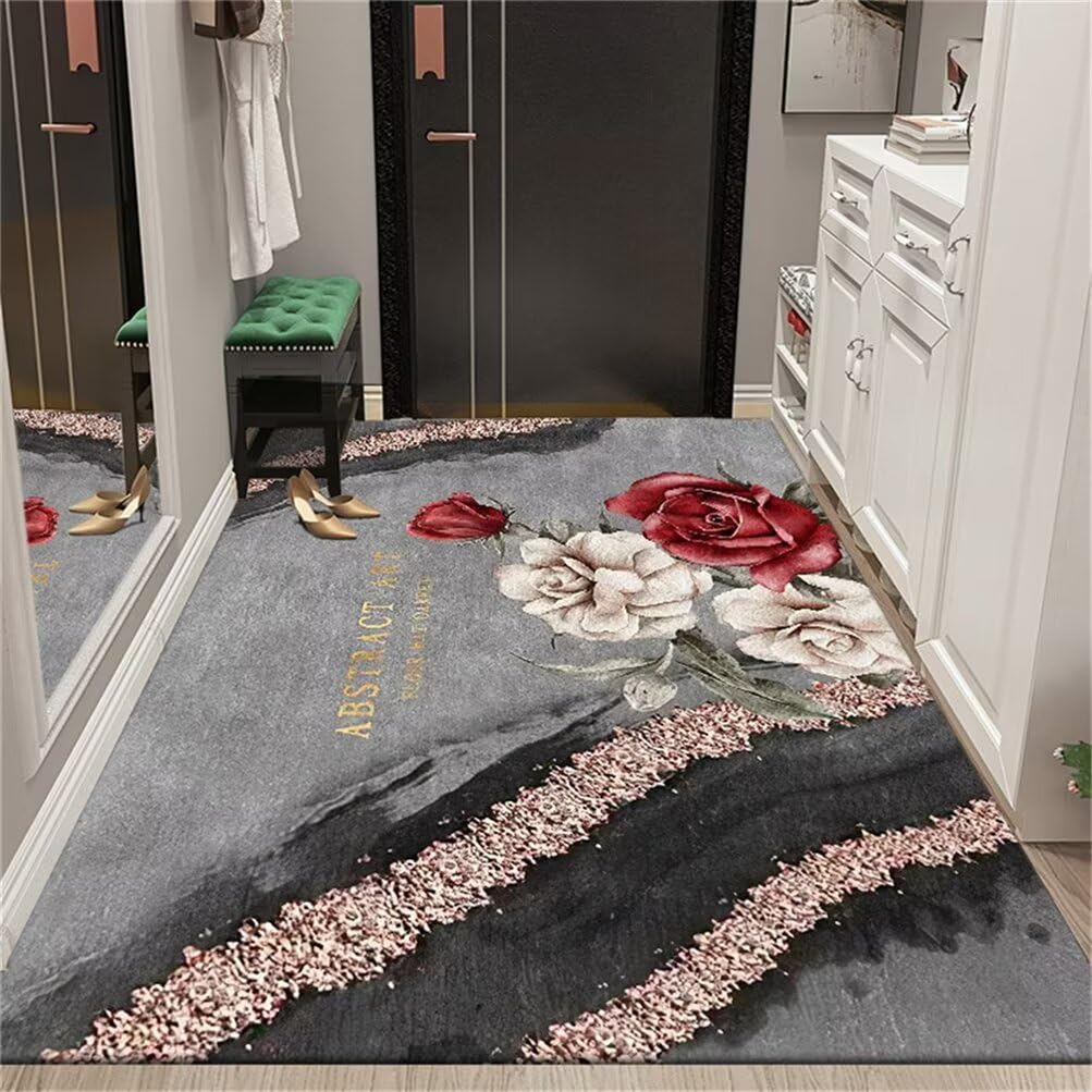 Tapis de salon antitache fini les glissades avec ce tapis gris 60x110cm