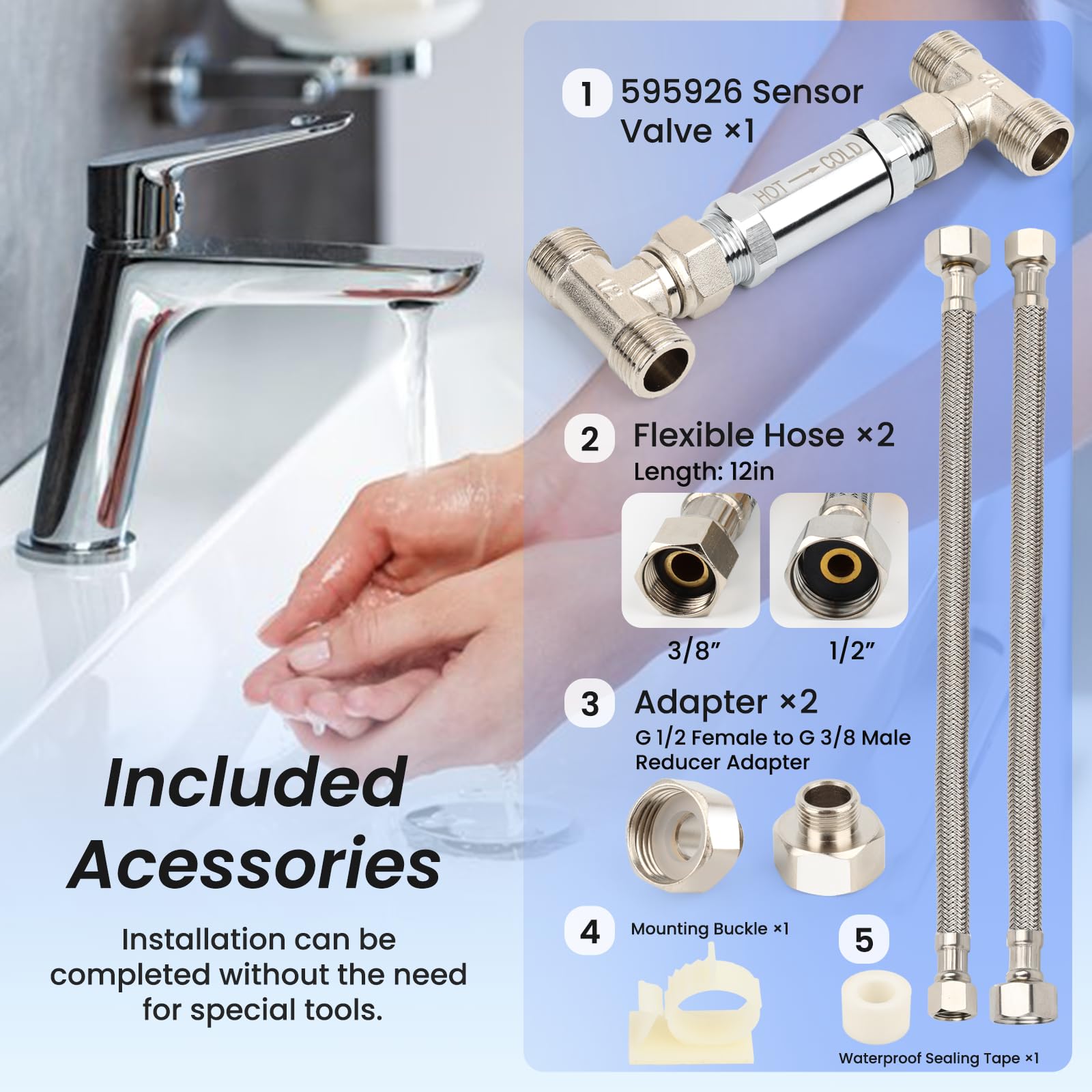 Válvula de sensor de bomba de recirculación de latón con acabado cromado – Repuesto para vatios premier 500800, 500805 y grundfos up Comfort Hot Water Systems – Sustituye a las piezas 595926